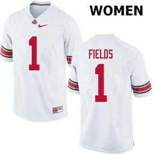 NCAA Ohio State Buckeyes Women's #1 Justin Fields White Nike Football College Jersey XIN5645BF